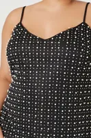 Women's Pearl & Sequin Mesh Mini Dress in Black, 0X