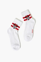 Striped Minnie Mouse Crew Socks in White/Red