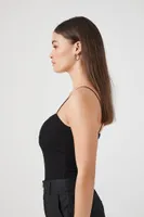 Women's Ribbed Knit Cami Bodysuit Black