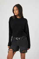 Women's Surplice Back Cutout Sweater Black