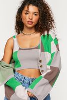 Women's Colorblock Cropped Tank Top in Green/Silver Medium