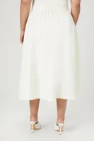 Women's Satin A-Line Midi Skirt Ivory,