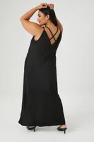 Women's Crisscross Tulip-Hem Maxi Dress in Black, 3X