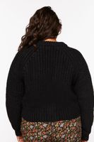 Women's V-Neck Cardigan Sweater in Black, 0X