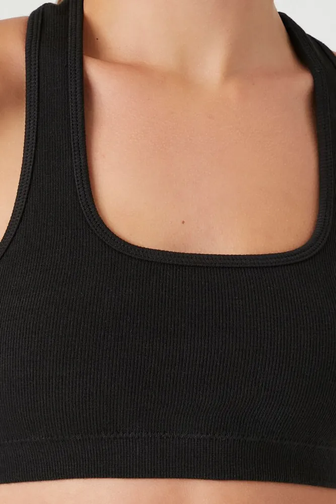 Women's Seamless Square-Neck Sports Bra in Black Small