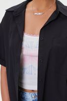 Women's Oversized Button-Front Shirt in Black Small