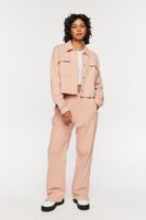 Women's French Terry Cropped Jacket in Blush, XL