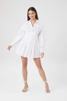 Women's Mini Corset Shirt Dress in White Medium