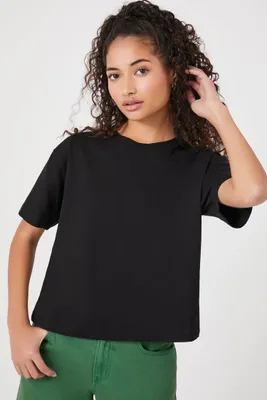 Women's Cutout Drawstring T-Shirt in Black, XS