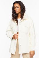 Women's Faux Leather & Faux Shearling Jacket in Ivory Large