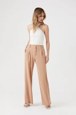 Women's High-Rise Straight-Leg Trousers in Natural, XL