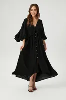 Women's Butterfly-Sleeve Flounce Maxi Dress