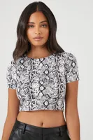 Women's Contour Snake Print T-Shirt in Black/White, XS