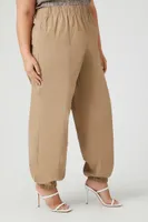 Women's Mid-Rise Pocket Joggers in Brown/White, 1X