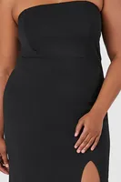 Women's Strapless Bodycon Midi Dress in Black, 3X