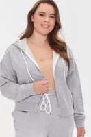 Women's Fleece Zip-Up Hoodie in Heather Grey, 0X