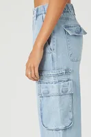 Women's Cargo Denim Joggers in Light Denim Medium