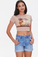 Women's Bora Bora Tahiti Graphic Crop Top in Tan Medium