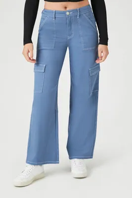 Women's Twill Cargo Pants in Blue, XL