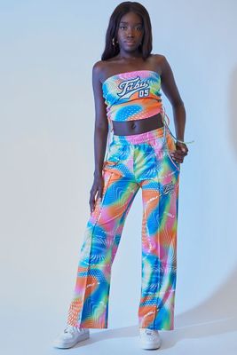 Women's FUBU Abstract Print Pants in Orange Small