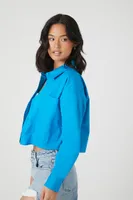 Women's Cotton Long-Sleeve Shirt in Teal, XL