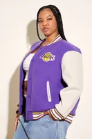 Women's Los Angeles Lakers Letterman Jacket in Purple/Cream