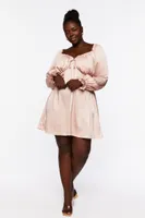 Women's Ruffle-Trim Peasant Dress in Blush, 0X