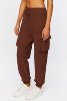 Women's French Terry Cargo Drawstring Joggers in Chocolate Large