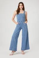 Women's Wide-Leg Denim Overalls Medium