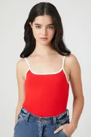 Women's Sweater-Knit Cami Bodysuit in Fiery Red/Vanilla Medium