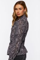 Women's Snakeskin Print Long-Sleeve Top in Black Small