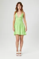 Women's Smocked Ruffle Cami Mini Dress in Lime Medium