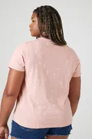 Women's Splatter Venice Graphic T-Shirt in Pink, 1X