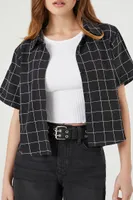 Women's Grid Print Shirt in Black/White Medium