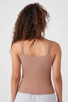 Women's Ruched Lace-Trim Cami in Brown Large