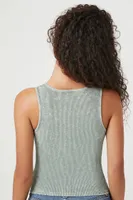 Women's Acid Wash Ribbed Tank Top in Green Haze Small