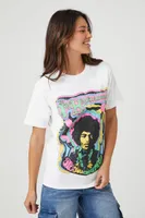 Women's Prince Peter Jimi Hendrix Graphic T-Shirt in White Medium