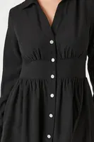 Women's A-Line Mini Shirt Dress in Black Small