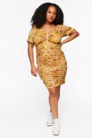 Women's Butterfly Print Mini Dress in Yellow, 3X