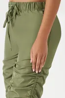 Women's Ruched Drawstring Joggers in Olive, XL