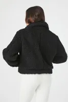 Women's Faux Shearling Bomber Jacket in Black Large