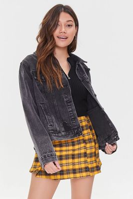 Women's Plaid Mini Skirt in Gold Medium