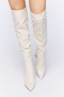 Women's Faux Leather Over-the-Knee Boots in Cream, 7