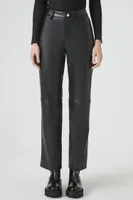 Women's Faux Leather Straight Pants Black