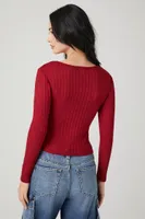 Women's Ribbed Knit Long-Sleeve Top