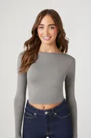 Women's Scoop-Back Crop Top in Dark Grey Small