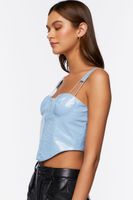 Women's Faux Leather Bustier Crop Top in Faience Small