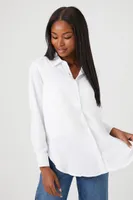 Women's High-Low Dolphin-Hem Shirt in White Large