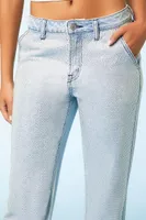 Women's Rhinestone Straight-Leg Jeans in Light Denim, 27