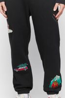 Men Embroidered Cabin Fleece Joggers in Black Large